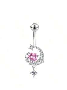 Aro para el ombligo de acero quirúrgico de 14G con forma de corazón rosa, piercing de ombligo lindo para mujeres - Multicolor - Ver 11