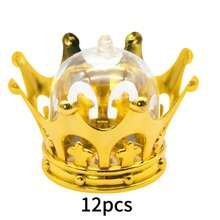 24 件金色皇冠糖果盒，可填充，圆形顶部派对礼物装饰糖果架，非常适合婚礼、生日、派对用品 - 彩色 - 查看 15