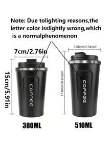 1pc/380ml/510ml Stainless Steel Coffee Cup, Portable Latte Coffee Cup, Travel Mug, Double Layer Stainless Steel Coffee Pot, Iced Tea Cup, Insulated Flat Bottom Cup, Bottle With Anti-Slip Shell, Travel Portable European High-End Latte Cup Suitable For Milk, Coffee, Tea, Juice Back To School