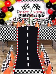 1Pc 60*250cm Racing Track Mat Polyester Tablecloth Table Runner,Black And White Runway Style,Racing Themed Party Game Mat,Sports Theme Party Decor,Perfect For Racing Party Track Background,Car Enthusiasts&Karting Events,Birthday Party Supplies,Home Decor,Racing Car Long Racetrack Floor Running Mat, Living Room Bathroom Decorative Floor Mat Mother's Day Graduation - MultiWarna - View 9