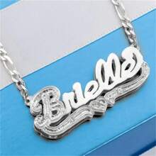 Colar com pingente inicial personalizado em aço inoxidável, formato de coração, camada dupla, joia feminina