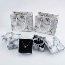 12 Pcs Marble Pattern Paper Jewelry Boxes And Paper Bag, Suitable For Rings Necklaces Earrings Pendants Jewelry Storage, For Wedding, Birthday Surprise Gift Packaging - Marble - View 1