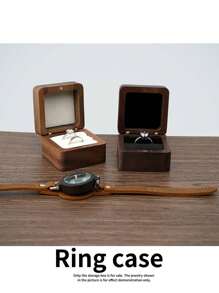 1 pieza Estuche de joyería de madera portátil, una pequeña caja de joyería adecuada para mujeres, un organizador de joyería para el hogar sencillo, un organizador de viaje y una caja de almacenamiento mini exquisita que puede contener aretes.