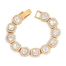 1 Stück/4 Stücke Hiphop Armband für Herren und Damen, rundes oder quadratisches Herz mit voll besetzten Strass, mehrlagige Ketten-Armband Set in Gold und Silber, funkelnde Eisenkette Metall Miami Armband Schmuck zum Valentinstag