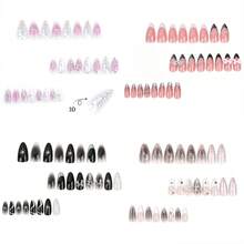 Instantly Upgrade Your Look With 96pcs/4pcs Set Personality Vintage Street Classic Goth Style Black White French Style Crocodile Stripes&3D Metal Silver Star ,Heart , Bow-Knot Decot&3D Butterfly Pattern, Irregular Y2K Flame Graffiti Purple Blush Medium Almond Fake Press On Nail Kit,Suitable For Punk Girls To Use In Daily Life,Will Give You Look A Cool