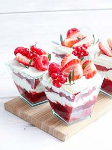 1set/10pcs, Plastic Dessert Cups With Lids, Mini Pudding Jars, Summer Dessert Cups, Suitable For Tasting Appetizers, Fruits, Ice Cream, Mousses, Cakes, Come With Transparent Spoons