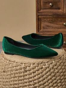 WHDXY Women's Flat Plain Pointed Toe Loafers Flats, Comfortable Office Casual Work Shoes For Daily Wear - Green - View 7