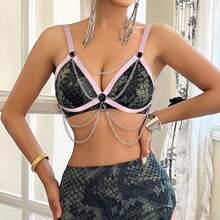 Plus Size Women Sexy Lingerie Harness Breast Tops Body Cage Elastic Belts Hollow Punk Adjustable Cupless Bra Strappy Gothic Rave Festival Bralette Accessory Dance Party Costumes - Multicolor - View 21
