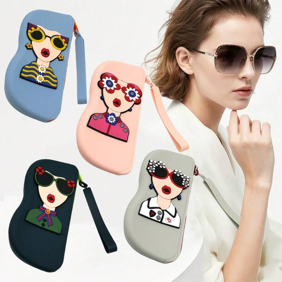 1pc Fashionable Portable Glasses Storage Bag, Hook Anti-Loss Glasses Case, Lightweight Practical Daily Commute Travel Glasses Storage Bag, Universal Glasses Accessory - Queen  Case - View 1