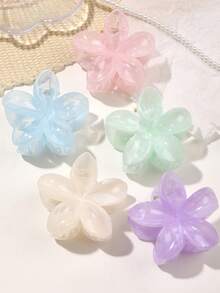 5件組果凍色漸層花朵髮夾 6cm 優雅女士髮飾，適用於髮髻/馬尾髮型，派對/婚禮裝飾髮夾，秋冬度假穿搭，夏季女款 - 彩色 - 查看 2