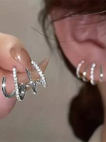 ESBERRY 1 Pair Fashionable S925 Sterling Silver Cubic Zirconia Crown Stud Earrings, Exquisite Jewelry, Gift For Women - Earrings - View 8