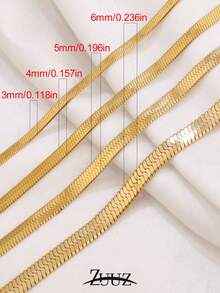 1pc Fashion Minimalist Stainless Steel Blade Chain Necklace For Women Unisex Hip Hop Style Flat Snake Bone Choker Neck Chain Jewelry Gifts - necklace - View 2