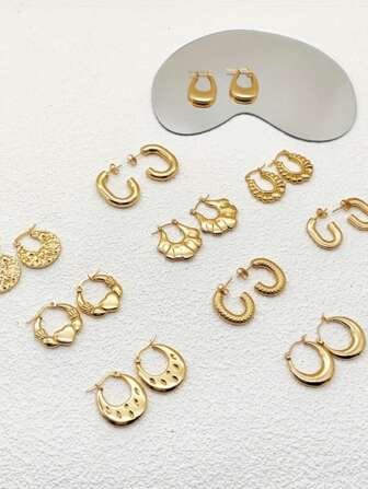 56对优雅不锈钢耳环，多种款式可选。小巧精致，适合女性佩戴，日常佩戴或作为礼物送礼佳品。优雅时尚的设计，厂家直销