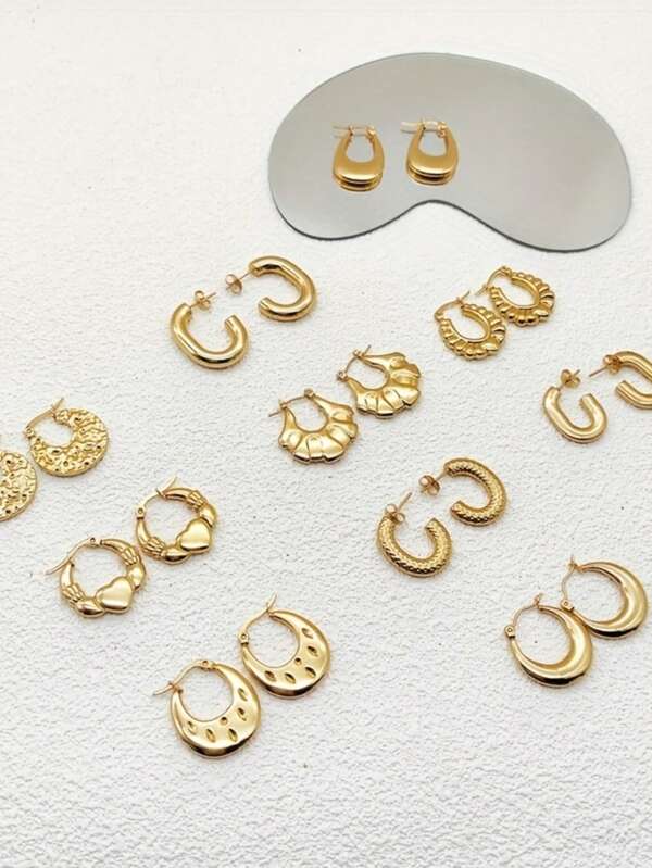 56 Pares de Brincos Elegantes de Aço Inoxidável com Múltiplos Conjuntos de Design. Pequeno, mas requintado para mulheres, perfeito para uso diário e como presente. Fábrica Direta de Designs Elegantes e da Moda