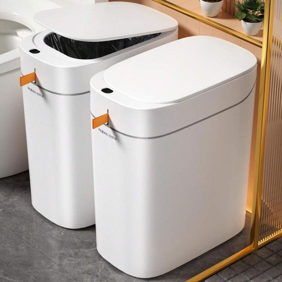 Papelera de baño recargable con tapa de Joybos, papelera con sensor de movimiento automática sin contacto, cubo de basura inteligente de absorción automática y delgado para la oficina y la cocina - 2 sensores de movimiento + succión automática + recargable - Ver 1