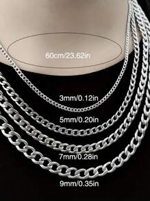 1pc/Set Titanium Steel Cuban Link Chain Necklace, Hip Hop Rock Sweatshirt Chain Accessory, 3mm Width, Fashionable Versatile DIY Jewelry, Won't Fade Or Discolor Fathers Day Gift School Jewelry Men Y2k Accessories Goth Chains Jeans Accessories Gothic Jewellery Back To School Street Halloween Accessories Punk Streetwear Accessories