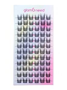 GLAM&NEED 72 piezas de pestañas postizas individuales en racimo segmentado, de 10-12 mm, suaves y delicadas con tallos negros, 12 filas, con apariencia natural, ligeras, reutilizables y aptas para uso diario