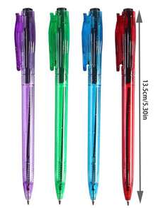 4pcs Large Capacity Push Type Ballpoint Pens, 0.7mm Bullet Tip, Leakproof Ink Flow, Suitable For Student, Office, And Meeting - Blue - View 2