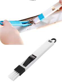 Set de 3 piezas de cepillos multiusos para limpiar ranuras en puertas y ventanas de cocina y baño, que incluye un cepillo con recogedor, un cepillo para hendiduras y un raspador multiusos de goma para limpiar tablas de cortar y eliminar grasa de cocina