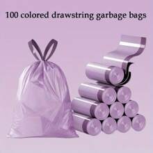 38/50/100 pièces Sacs à ordures à cordon de serrage portables pour la maison, sacs à ordures de fête violets