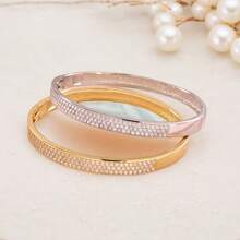 Luxurious Sparkling Zirconia Artificial Inlaid Women's Bracelet With Full Copper Plating And 14k Gold, Exquisite And Sparkling Daily Wear Accessories, Making You Stand Out Anywhere