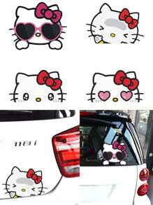 Sanrio 1Pc Hello Kittys Stickers Cartoon Cute Motorcycle Electric Car Car Rearview Mirror Personalized DIY Sticker Accessories Scratch Shield Helmet Decoration Stickers Stickers(Some Parts May Be Random)