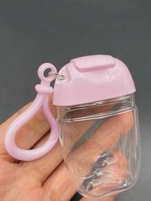 Botella vacía transparente para desinfectante de manos, de viaje, con llavero de gancho, tapa blanca abatible, tapa reutilizable, botella vacía portátil que se puede rellenar, recipiente para cosméticos, adecuado para lociones líquidas, 1oz (aproximadamente 28.3g) 30ml - Blanco - Ver 6