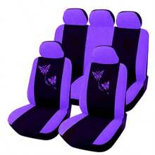 9pcs Flying Banner Butterfly Car Seat Covers Ful Set Fashion Universal Lady Woman Female Rear Bench Split Colorized