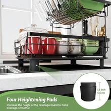 Dish Drainer Rack, 2 Tier Stainless Steel Dish Drying Rack With Drip Tray And Drying Mat, Sink Plate Drainer Rack With Utensils Holder, Swivel Spout, Kitchen Draining Board Rack For Kitchen, Black - Black-two Tier - View 6