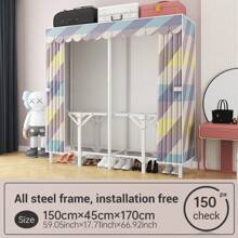 Armario plegable portátil de gran capacidad, estilo minimalista, estructura de marco de acero reforzado, resistente y estable, diseño de base plegable para una configuración fácil, con secciones para colgar y apilar para un almacenamiento organizado, apto para el hogar, dormitorio, alquiler, apartamento