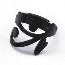 Egypt Eye Of Horus Symbol Ring Women Adjustable Stainless Steel Black Color Egyptian Eyes Ra Udjat Amulet Finger Rings - Ring - View 7