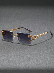 Ochelari de soare 1 buc pentru bărbați, fără ramă, retro, de înaltă calitate, versatil, stil stradal, pentru vacanță de vară la plajă, în aer liber, călătorii, înapoi la școală, aspect preppy la modă
