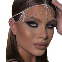 Chaîne de tête avec strass en couches pour mariée, accessoire de cheveux de mariage avec gland bohème pour le front des femmes