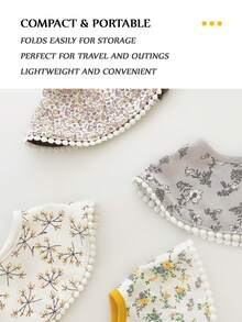 1pc Customized Embroidered Name & Floral Pattern Bib, 360° Rotatable Adjustable Snap Closure Baby Drool Bib, Soft Breathable Absorbent, Personalized Newborn Gift, Christmas, Halloween, New Year Gift