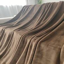 1 pieza Manta de fibra de poliéster de color liso, multifuncional para oficina, siesta, chales, sofá, cama, tamaños individual/doble/múltiple