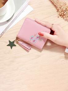 Young Women's Embroidered Plum Blossom Coin Purse, Fashion Zipper Small Card Case - Multicolor - View 5