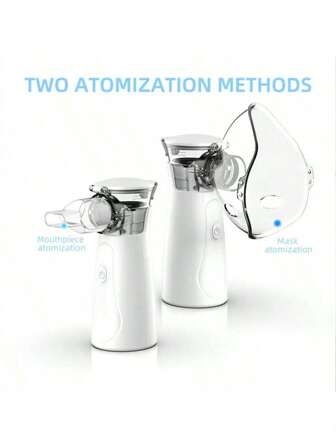 Draagbare Mesh Nebuliser - Stille Handheld Elektrische Nebuliser Voor Thuis Of Op Reis, Handheld Volwassen Nebuliser Met Grote En Kleine Maskers, Mini Nebuliser (Batterijen Niet Inbegrepen)