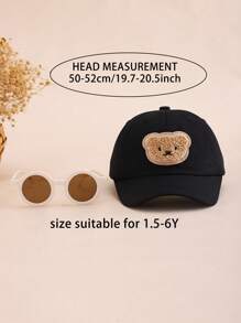 2pcs Plush Teddy Bear Children Sunglasses & Cap Set, Baseball Cap With Adjustable Snap, Breathable Lightweight Sweatabsorbent, Minimalist Cute Design, Suitable For Daily, Vacation, Outdoor Walking, Gift