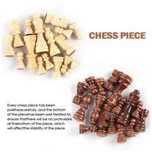 UK 39cm Large Chess Wooden Set Folding Chessboard Pieces Wood Board Family Toys - Brown - View 6