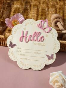 1 件“Hello World”木制 3D 蝴蝶字母婴儿名字装饰，婴儿洗礼用品 - 彩色 - 查看 1