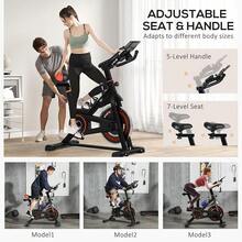 2025 Hottt New Arrivals-HOMCOM Right Exercise Bike 8kg Flywheel Indoor Training Cycling Machine Stationary Workout Bicycle  Adjustable Ristance Seat Handlebar LCD Display For Home Gym-Red - Bildfarbe - View 3
