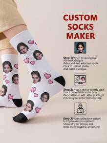 1 par de calcetines de tubo medio personalizados para hombres, pon cualquier cara en los calcetines, calcetines personalizados con fotos, pares de imágenes personalizadas interesantes con calcetines de largo medio a largo