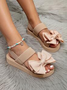 Kate Miuch Elegant And Stylish Bowknot Strap Sandals, Suitable For Beach, Date, Vacation, Spring Picnic And Other Occasions. Casual And Sweet American Chic Design, Lightweight, Breathable And Shock-Absorbing, Perfect For Summer Holiday.