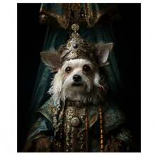 1 Pc Optional Frame Posters Wall Arts Animals Renaissance Royal Pet Portrait Photo Poster Funny Animal Wear Crown Canvas Painting Wall Art For Living Room Home Decor Mural ,Wall Art With Frame