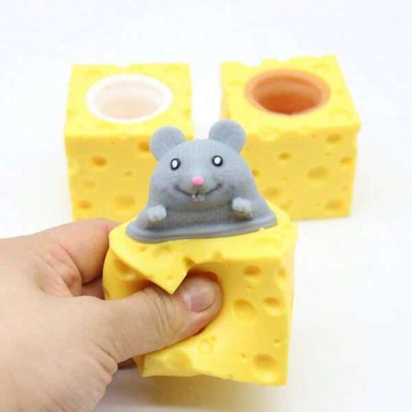 2025 New Arrival - Random Color & Design Cheese Mouse Squeezy Toy, Stress Relief Fidget Squeeze Funny Gag Gifts, Birthday/Holiday Presents - Toys