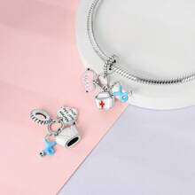 1pc Medical Series Silver Colorful Enamel Charms For 3mm Bracelet Necklace DIY Making Beads Pendant Ideal For Nurses Doctors And Medical Students On Nurses' Day Graduation Hospital - Events And As Appreciation Gifts