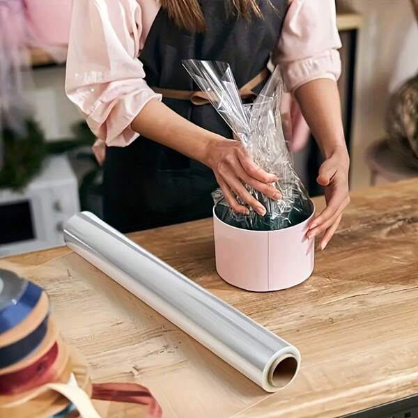 50 cm Breite x 20 m Länge transparentes Cellophangepapier Verpackung - perfekt für Geschenkkorb, Geburtstags- und Muttertagsgeschenke, Warenhausverpackung und handgemachte Sträuße, geeignet für Weihnachtsverpackung.