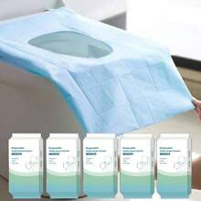 10 Pack Disposable Toilet Seat Covers XL 16x24 Inch - Portable Travel Toilet Liners For Public Use, Hotel, Hospital, Camping | Blue (50 Sheets)