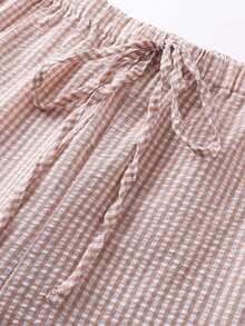 2026 Spring/Summer Plus Size Plaid Pants, Bohemian Style Beach Pants, Ibiza Music Festival Celebration, Derby Day Style - Baby Pink - View 5