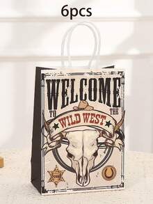 6 Packs Gift Packaging Bags Vintage Kraft Paper Bags Party Gift Bags Holiday Shopping Bags Summer Cooling,Beach,Travel - Multicolor - View 11